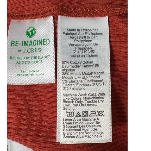 J.Crew One Shoulder Tank Top Vintage Rib Orange Rust Size XXS - Picture 4 of 6